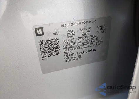 2018 Chevrolet Malibu Lt из США, поврежденный, VIN 1G1ZD5ST6JF292616